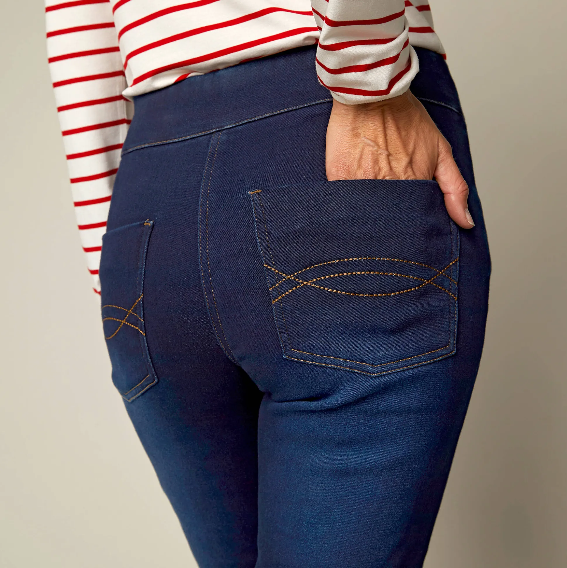 Ultrarekbare nauwsluitende jegging, tricot met jeansaspect