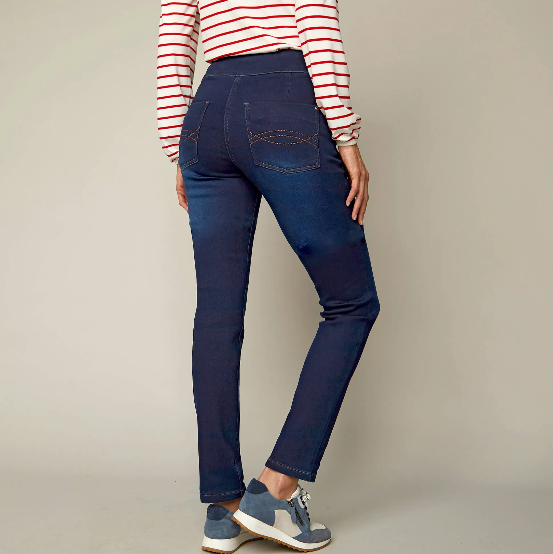 Ultrarekbare nauwsluitende jegging, tricot met jeansaspect