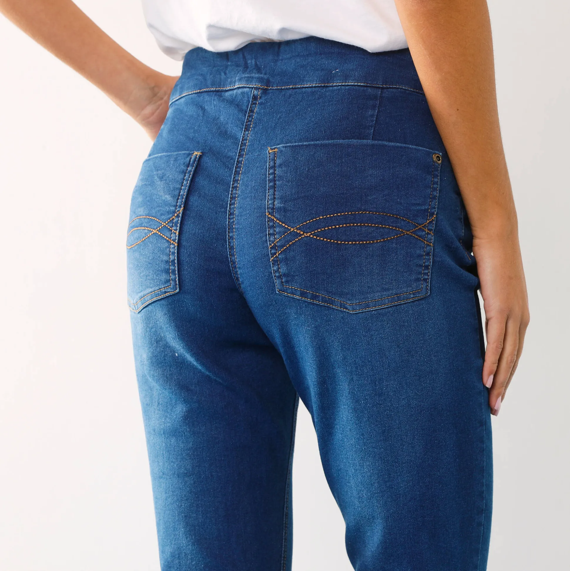 Ultrarekbare nauwsluitende jegging, tricot met jeansaspect