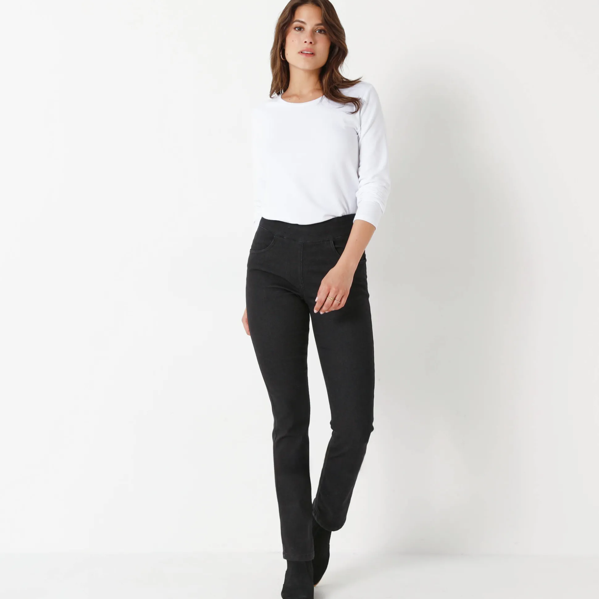 Ultrarekbare rechte jegging, tricot met jeanseffect