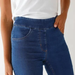 Ultrarekbare rechte jegging, tricot met jeanseffect