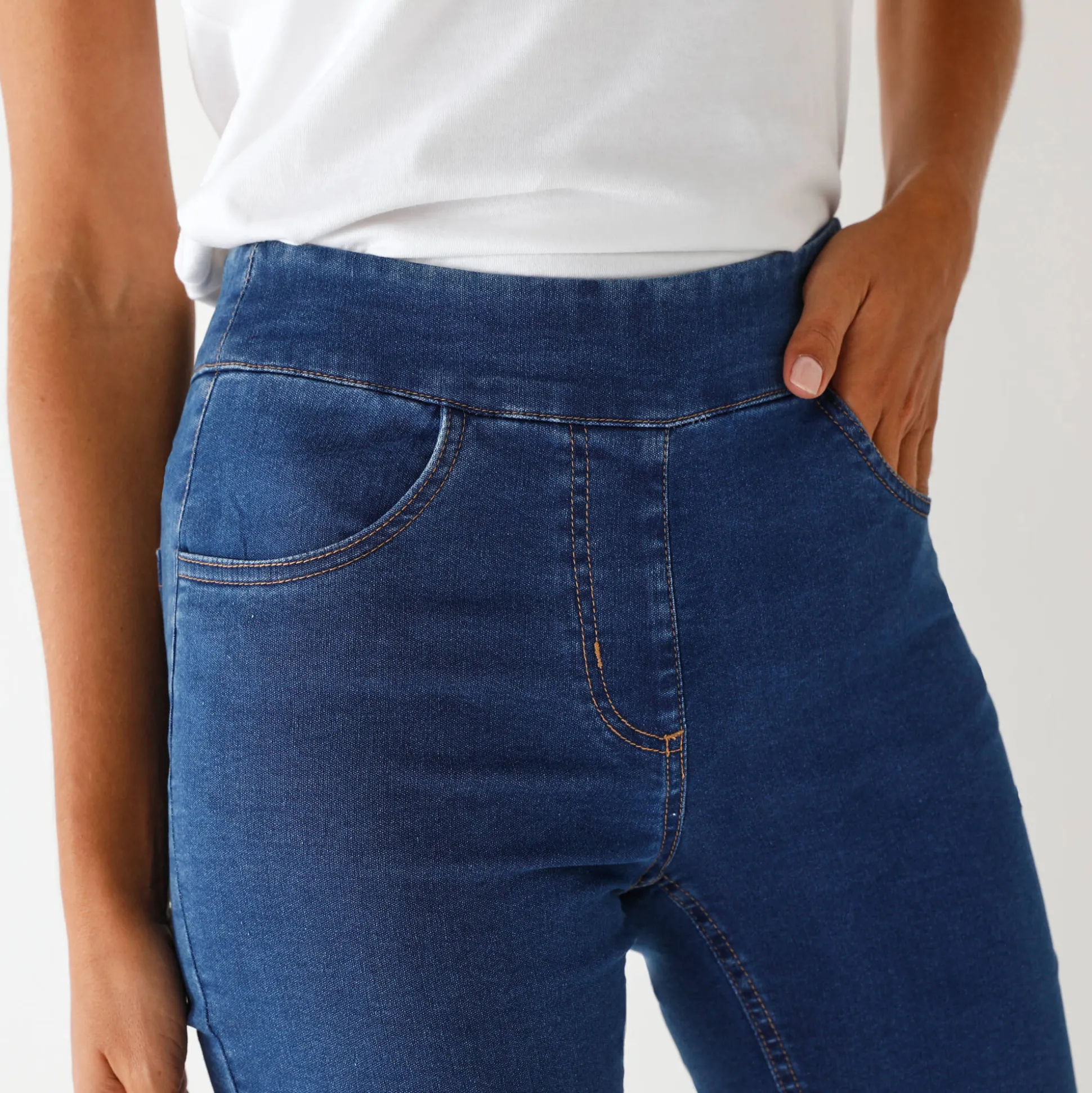 Ultrarekbare rechte jegging, tricot met jeanseffect