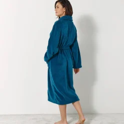 Unisex badjas, volwassenen, met sjaalkraag, microvezel met pluchetouch