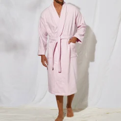 Unisex badjas voor volwassenen, veloursbadstof met sjaalkraag