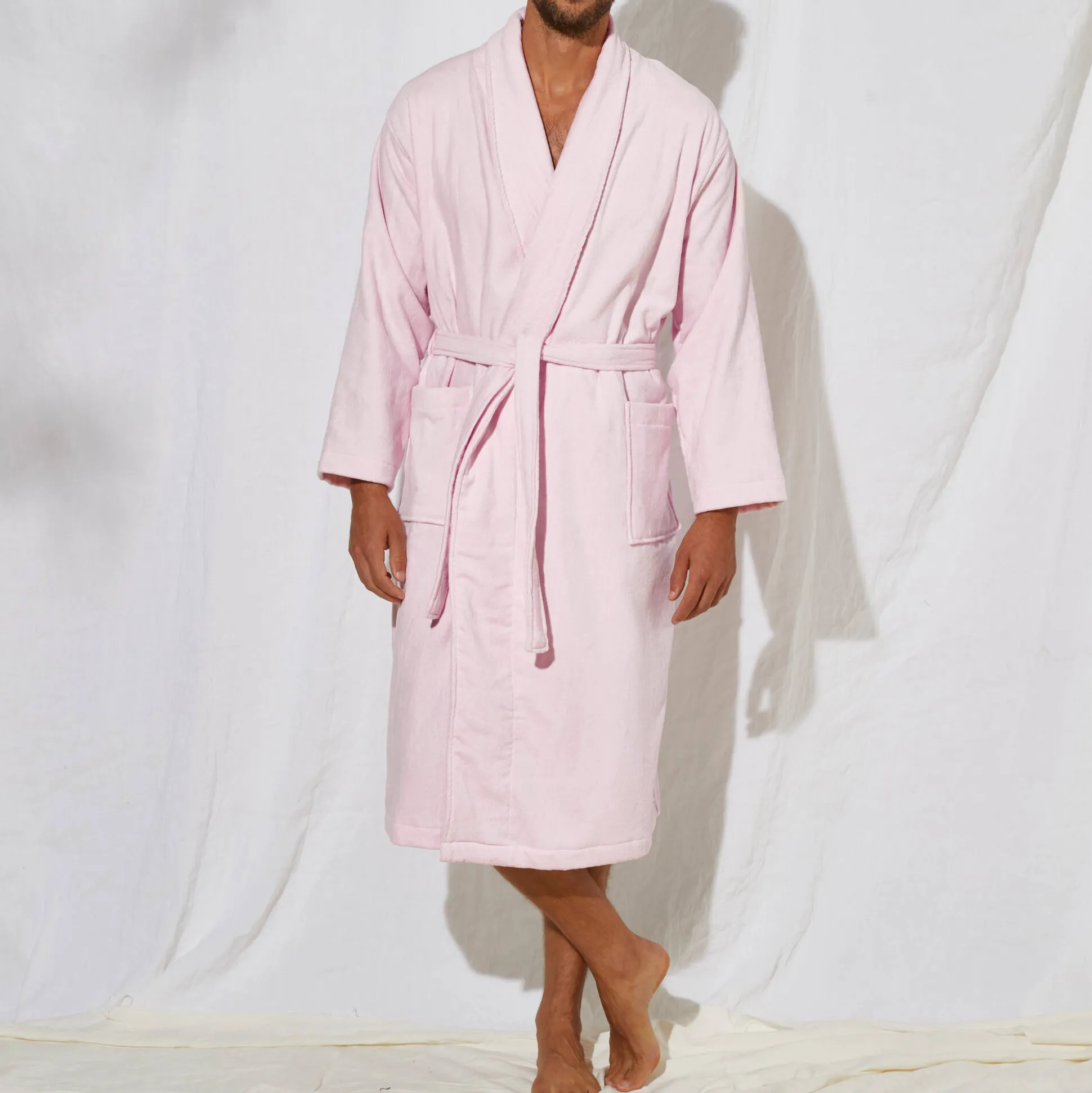 Unisex badjas voor volwassenen, veloursbadstof met sjaalkraag