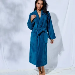 Unisex badjas voor volwassenen, veloursbadstof met sjaalkraag