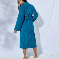 Unisex badjas voor volwassenen, veloursbadstof met sjaalkraag