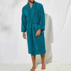 Unisex badjas voor volwassenen, veloursbadstof met sjaalkraag