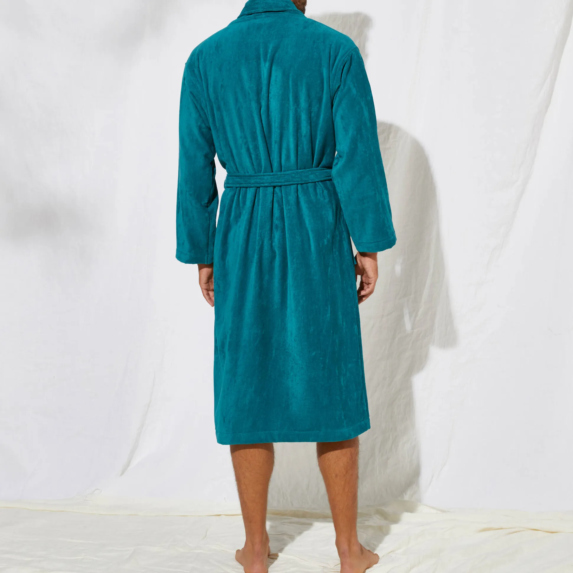 Unisex badjas voor volwassenen, veloursbadstof met sjaalkraag