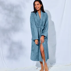 Unisex badjas voor volwassenen, veloursbadstof met sjaalkraag