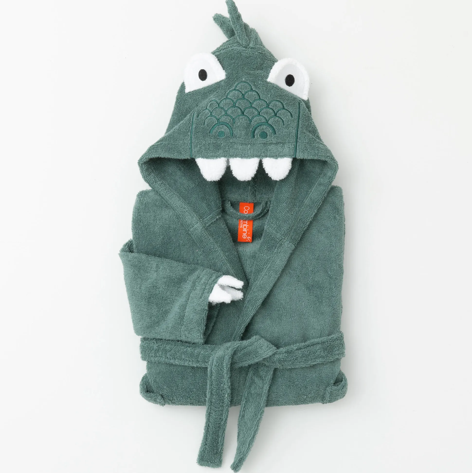 Vermommingsbadjas voor kinderen, dinosaurus, katoenen badstof - 340 g/m2