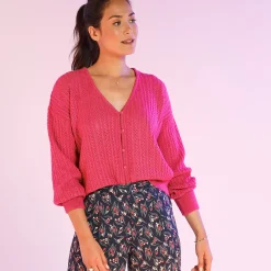 Vest in fantasietricot met ajour