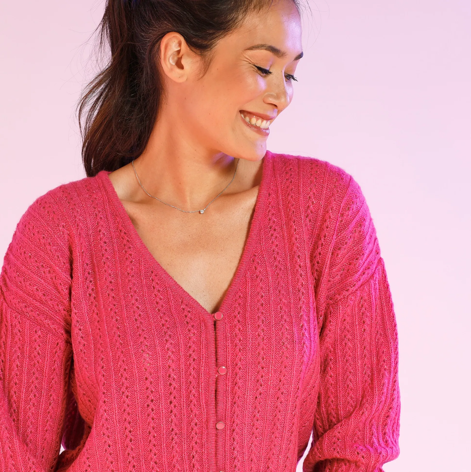 Vest in fantasietricot met ajour