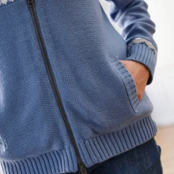 Vest in jacquard, gevoerd met pluchetricot