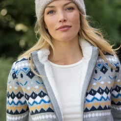 Vest in jacquard, gevoerd met pluchetricot