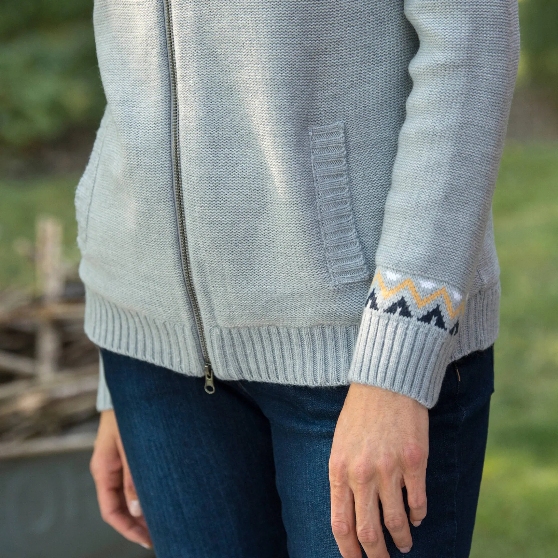 Vest in jacquard, gevoerd met pluchetricot