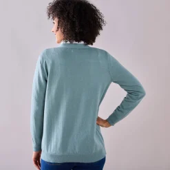 Vest in lamswol met V-hals en knoopsluiting