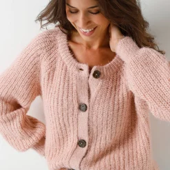 Vest in patenttricot met glansdraad