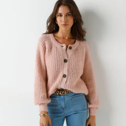 Vest in patenttricot met glansdraad