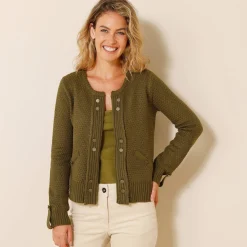 Vest in tricot met goudkleurige knopen