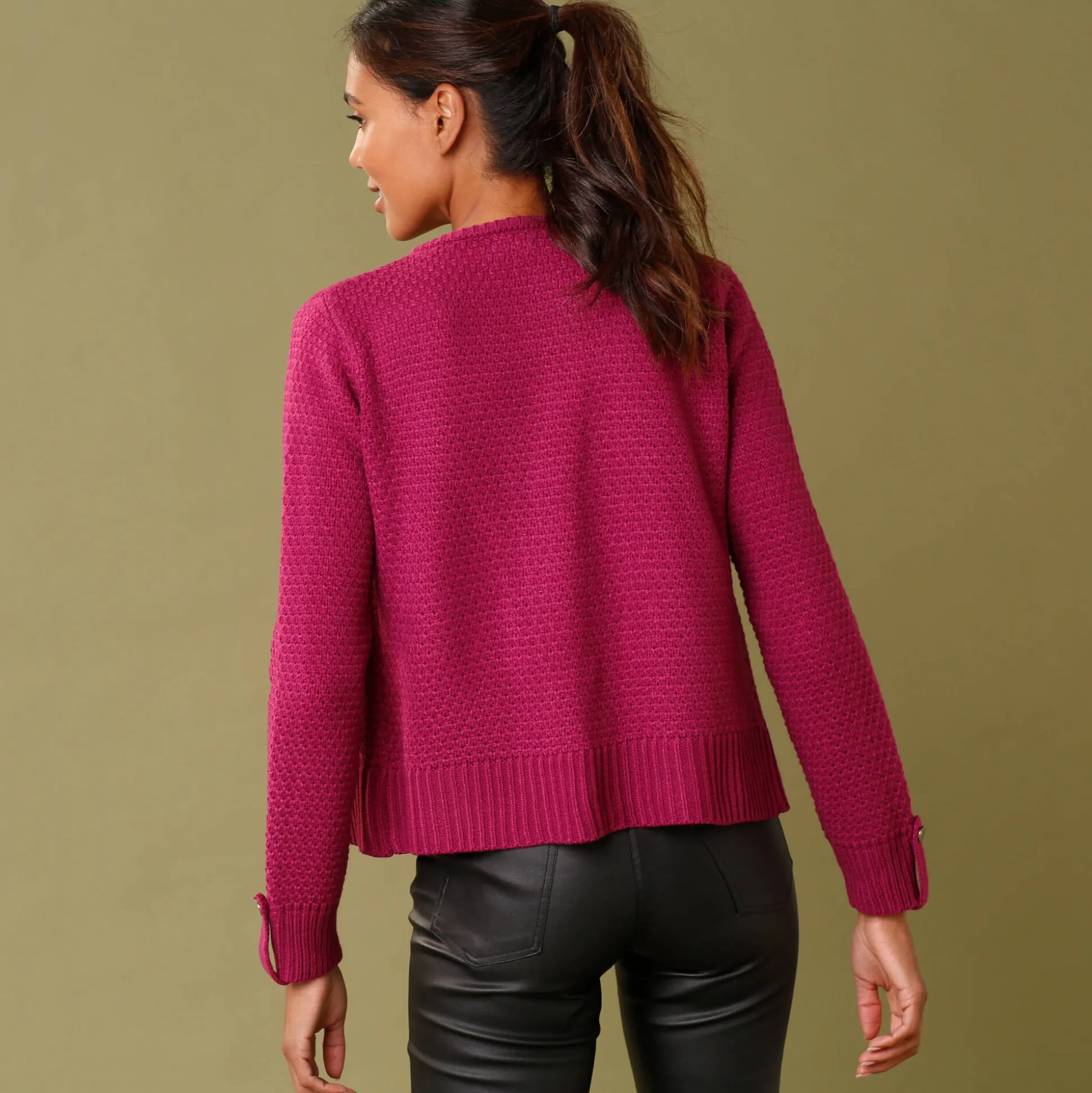 Vest in tricot met goudkleurige knopen