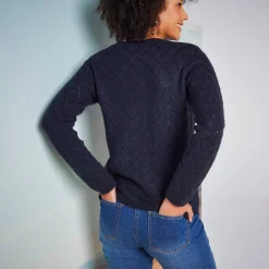 Vest met knoopsluiting, ajourtricot met zachte touch