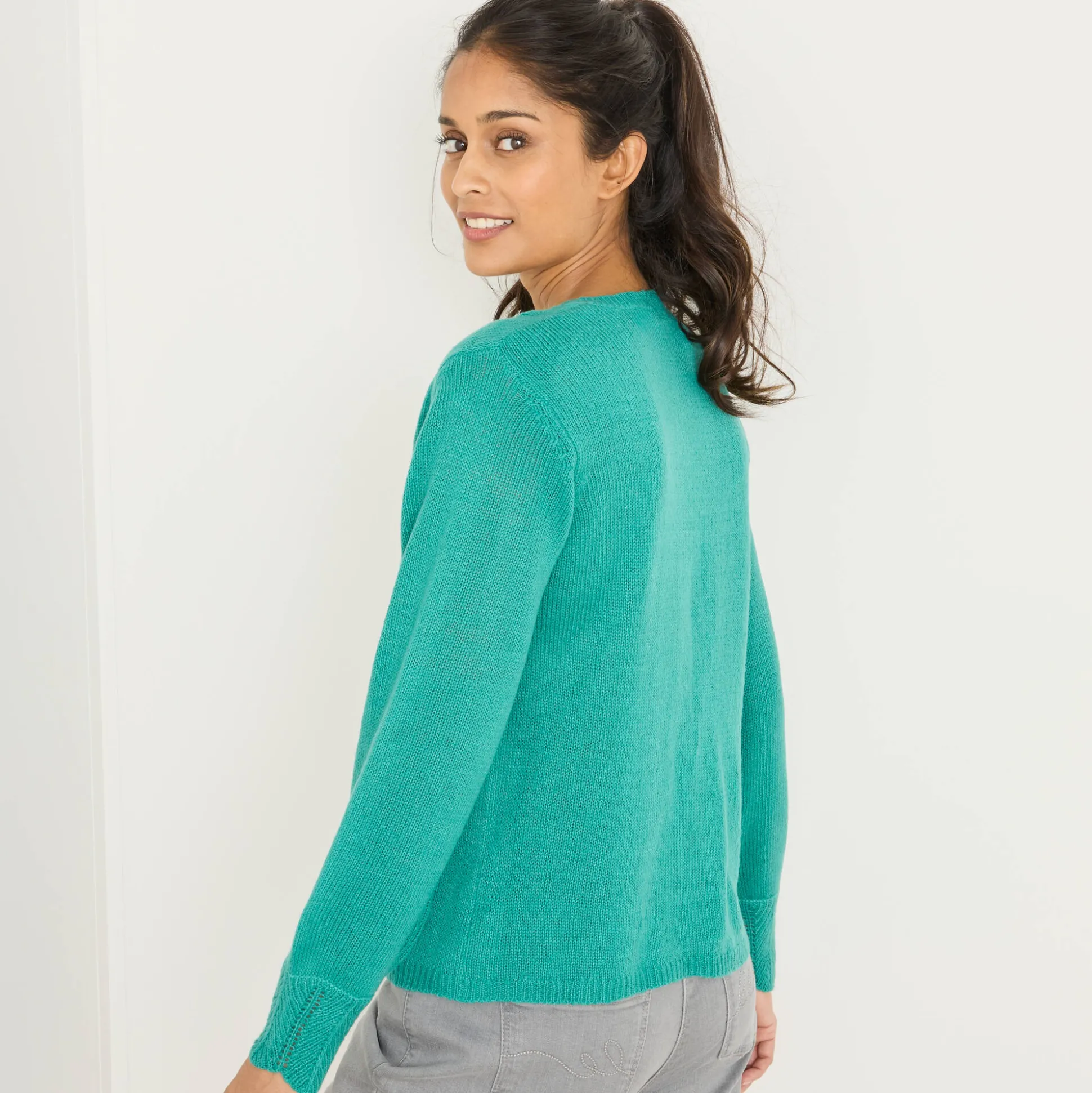 Vest met knopen, ajourtricot