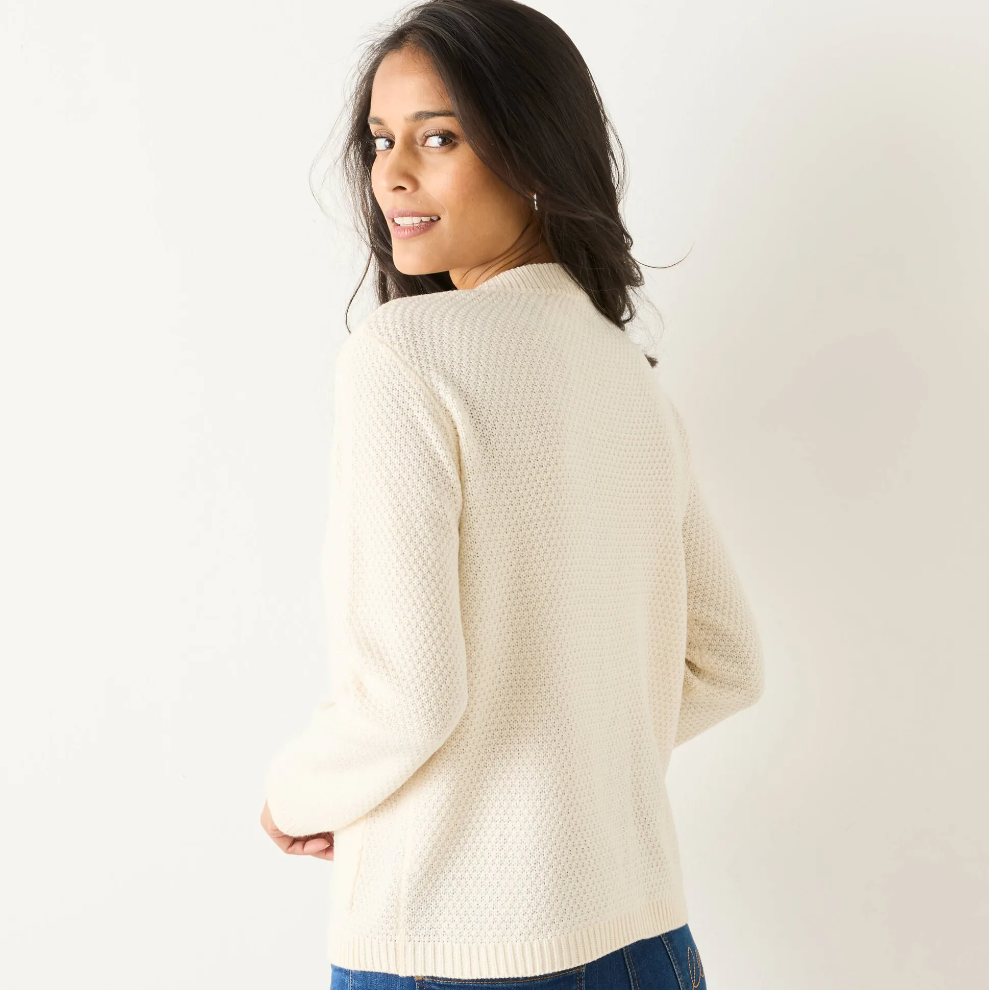 Vest met knopen en lange mouwen, fantasietricot