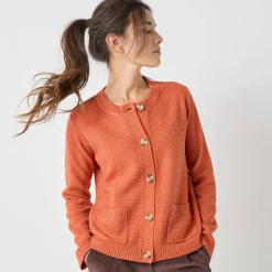 Vest met knopen en lange mouwen, fantasietricot