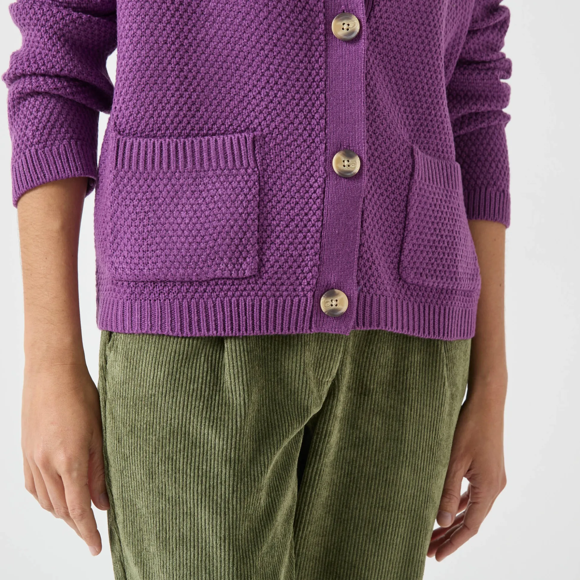 Vest met knopen en lange mouwen, fantasietricot