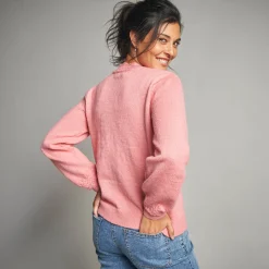 Vest met knopen en opstaande kraag in fantasietricot