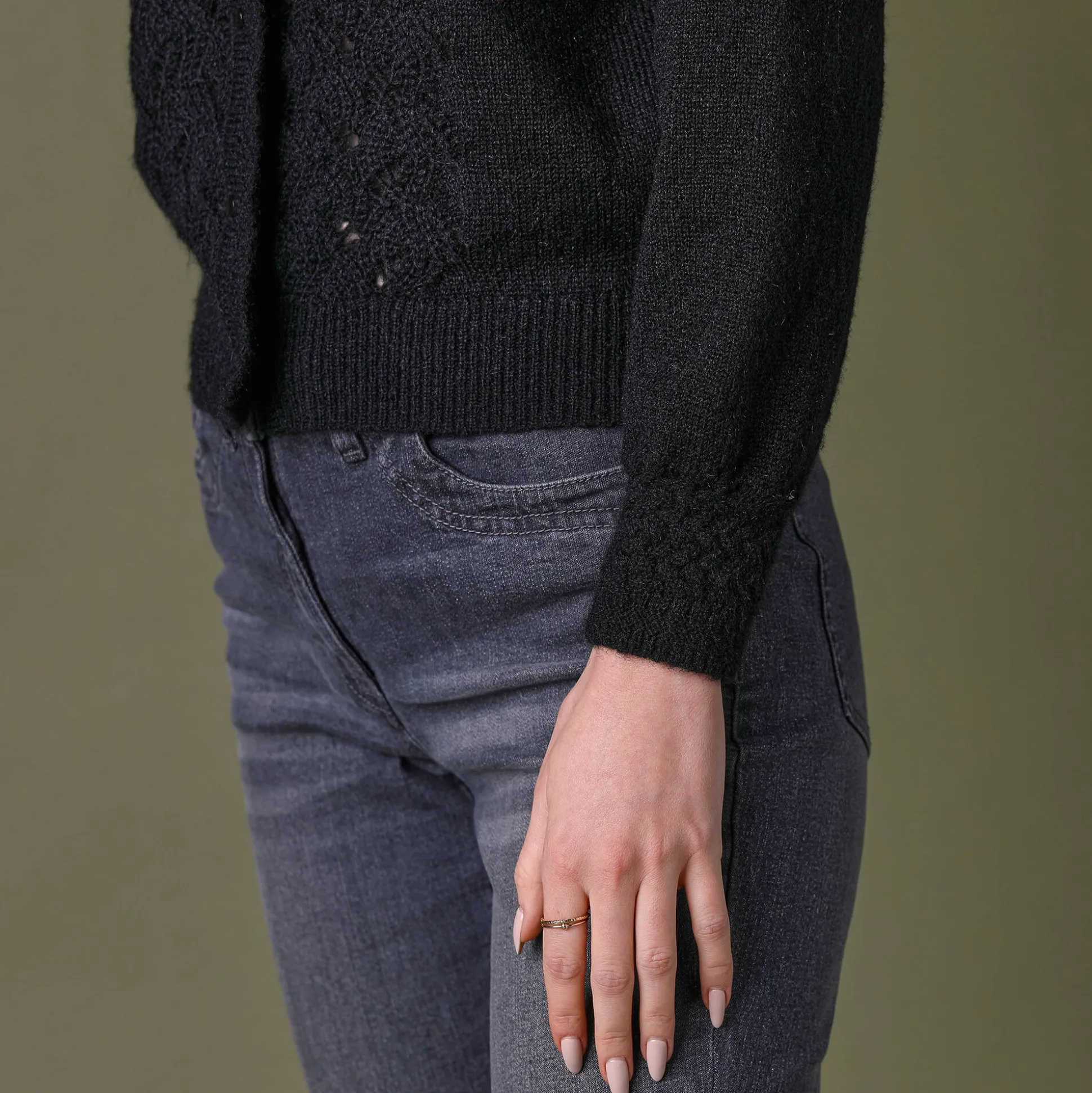 Vest met knopen en opstaande kraag in fantasietricot