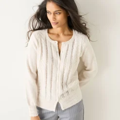 Vest met knopen en ronde hals, fantasietricot