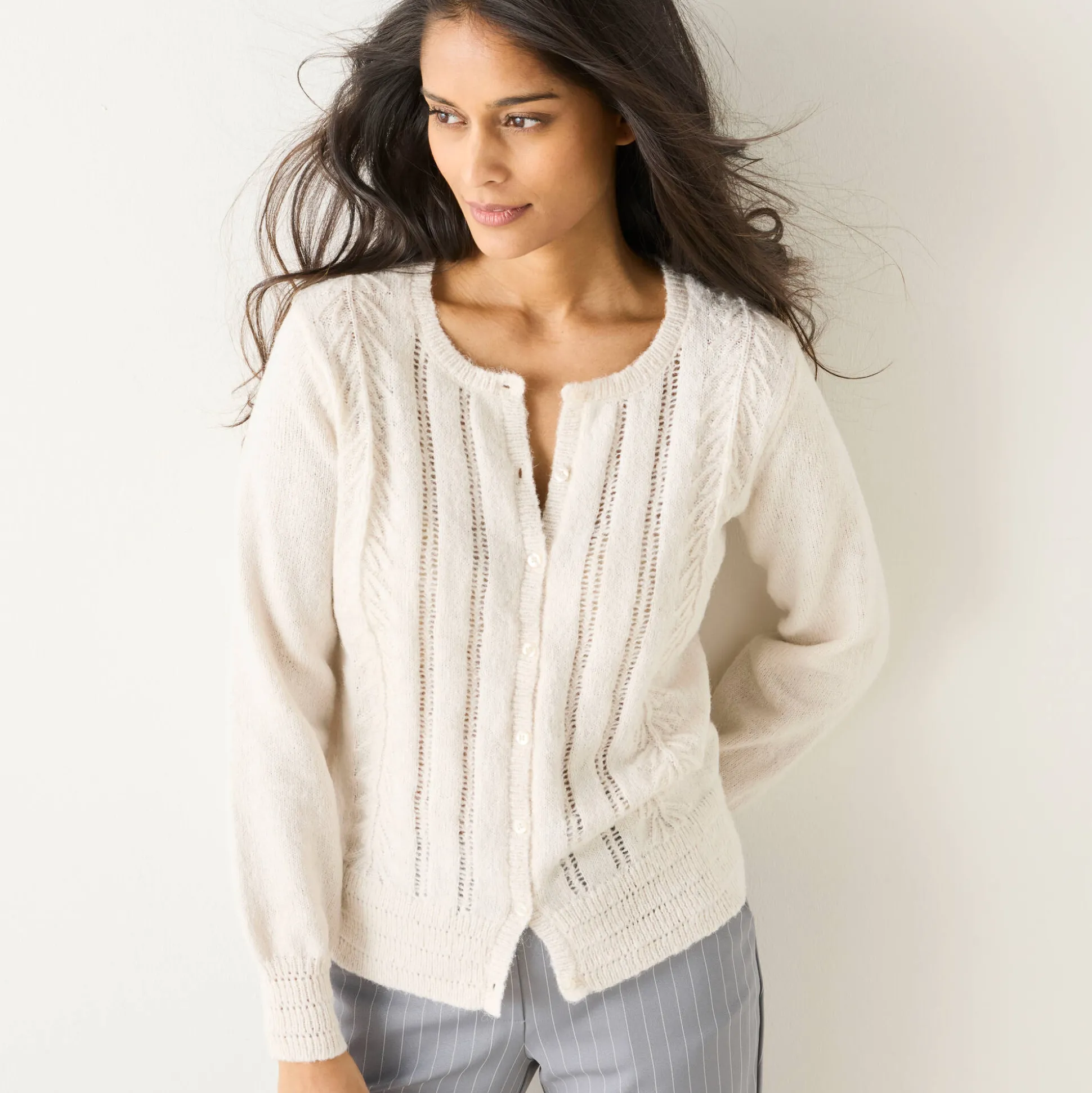 Vest met knopen en ronde hals, fantasietricot