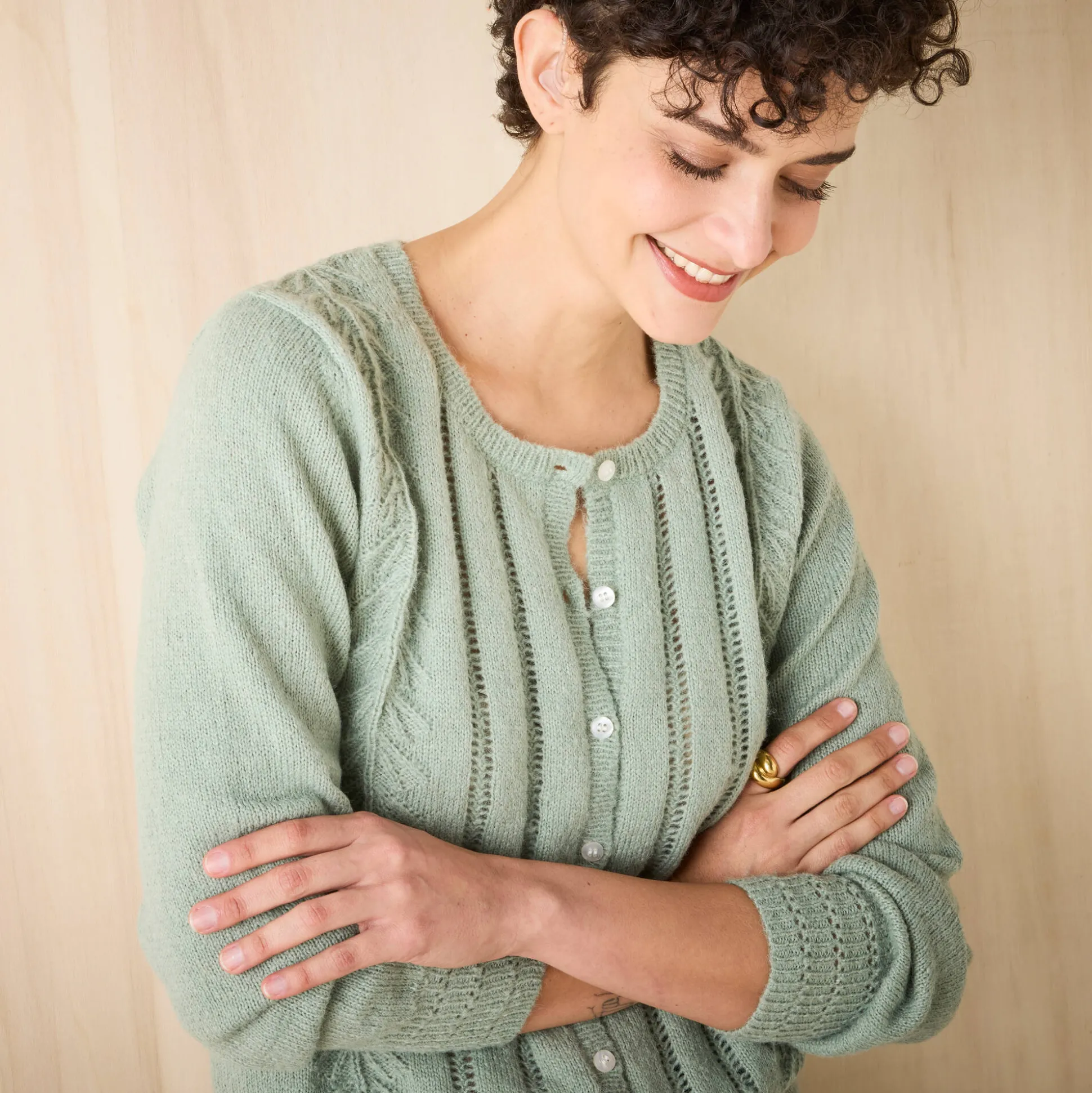 Vest met knopen en ronde hals, fantasietricot