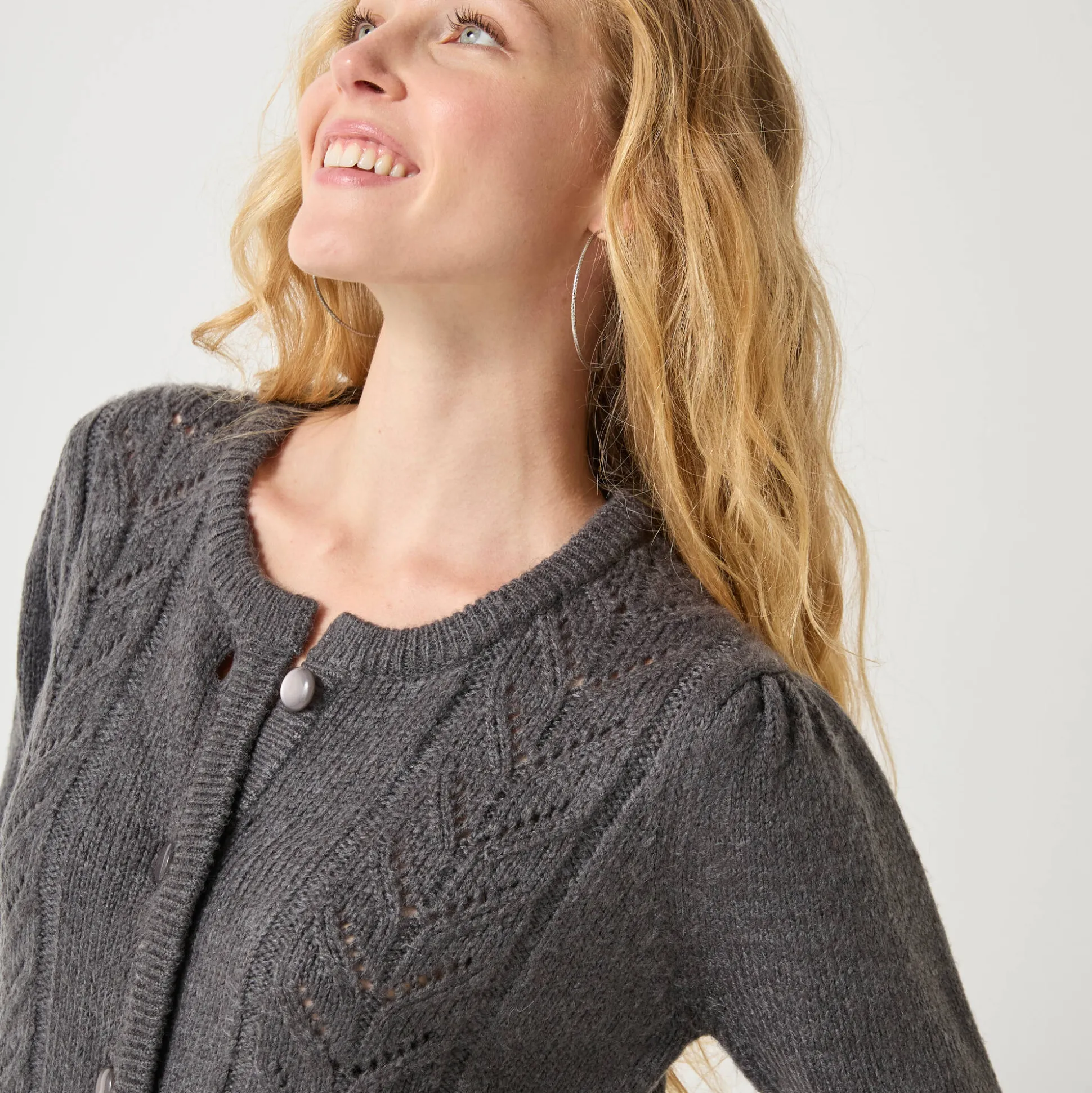 Vest met knopen in fantasietricot