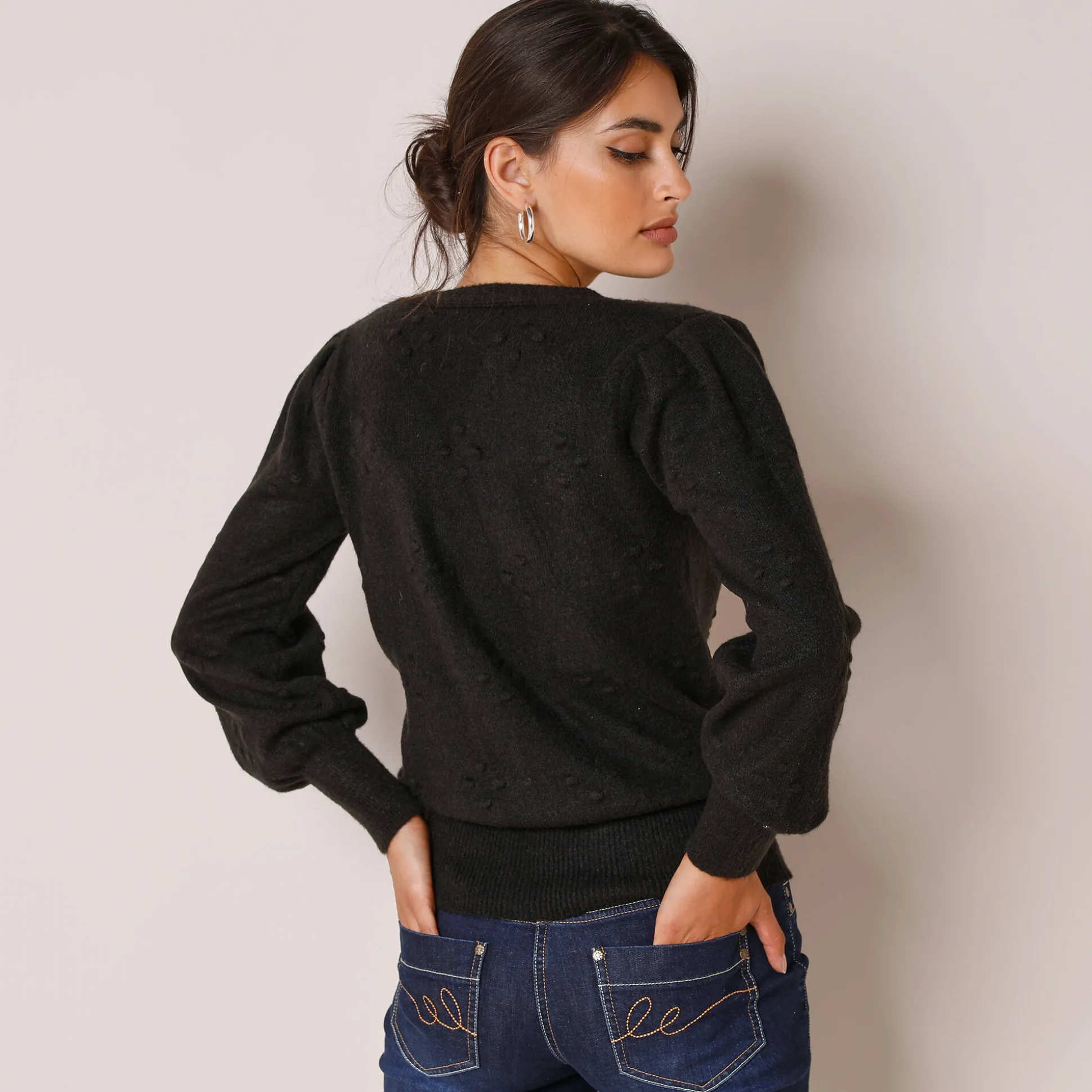 Vest met knopen in fantasietricot