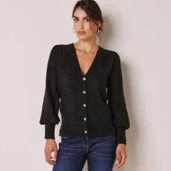 Vest met knopen in fantasietricot