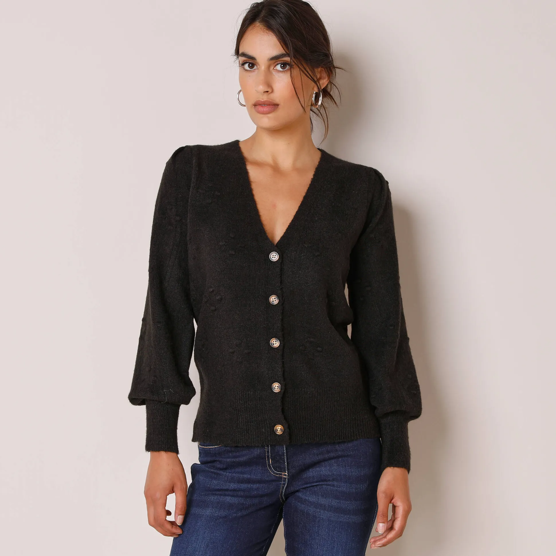 Vest met knopen in fantasietricot