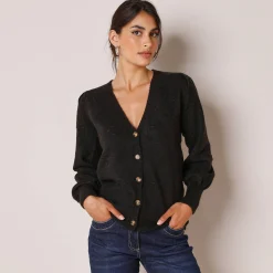 Vest met knopen in fantasietricot