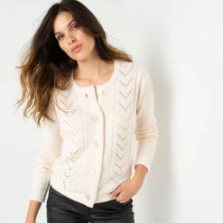 Vest met knopen in fantasietricot