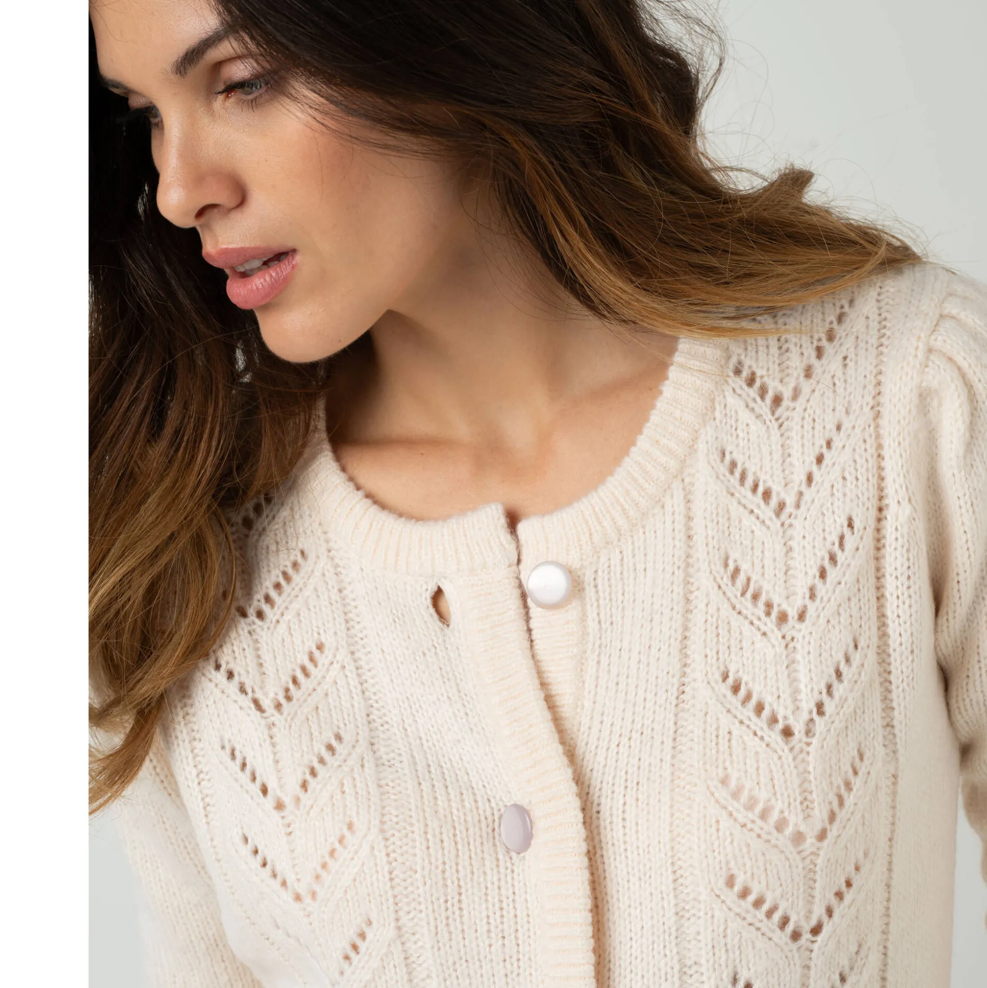 Vest met knopen in fantasietricot