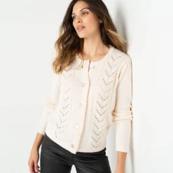 Vest met knopen in fantasietricot