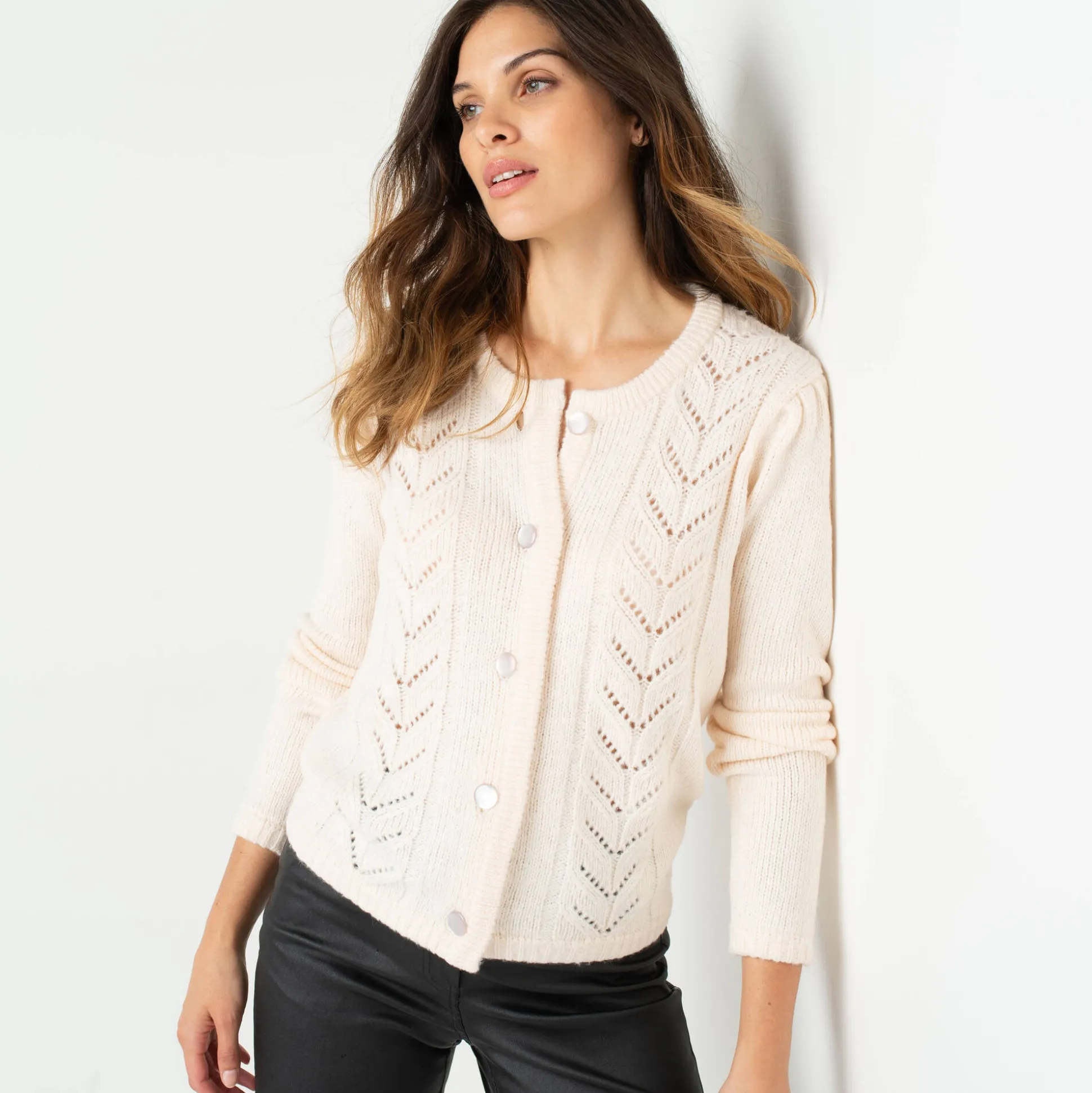 Vest met knopen in fantasietricot