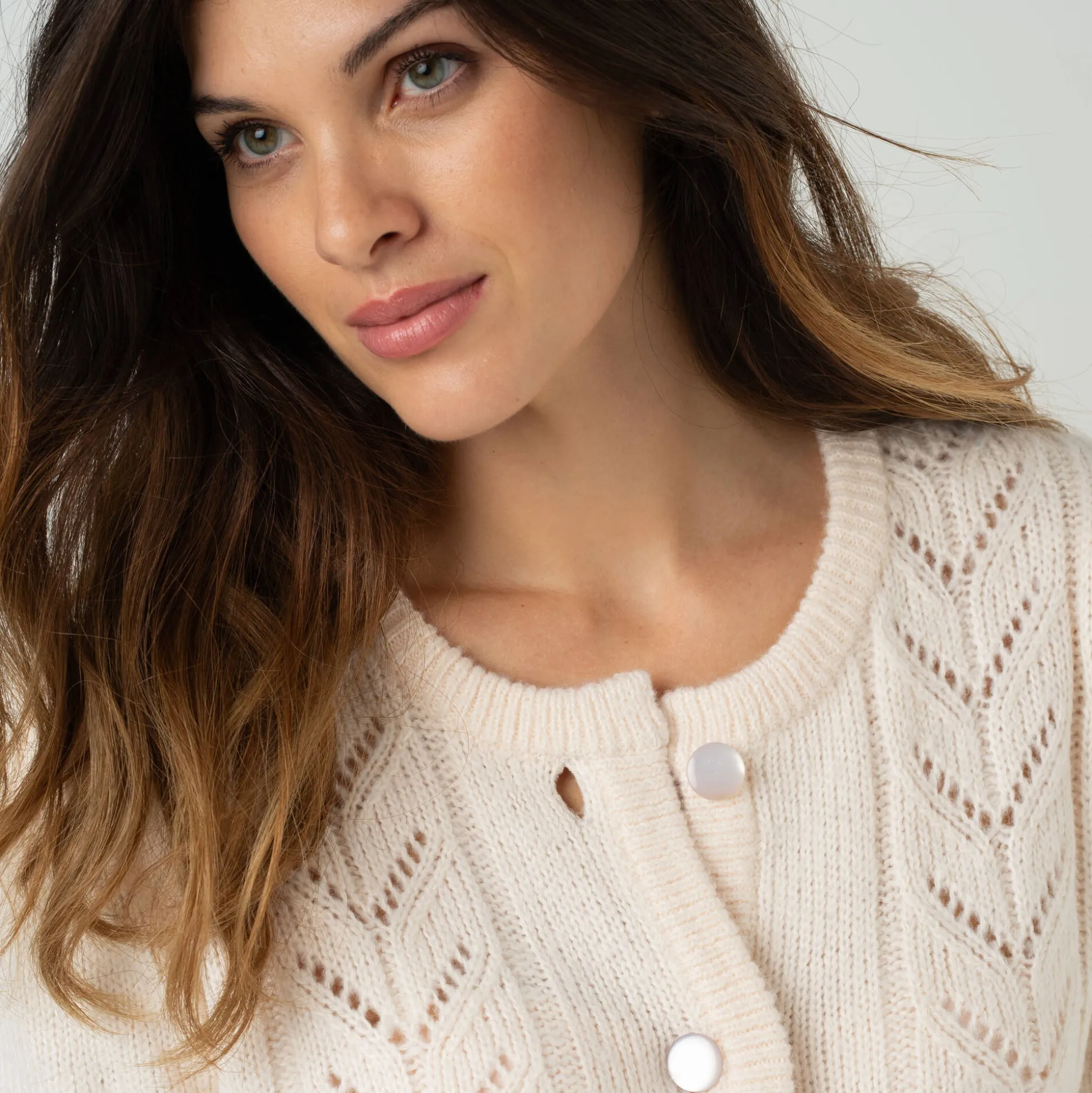 Vest met knopen in fantasietricot
