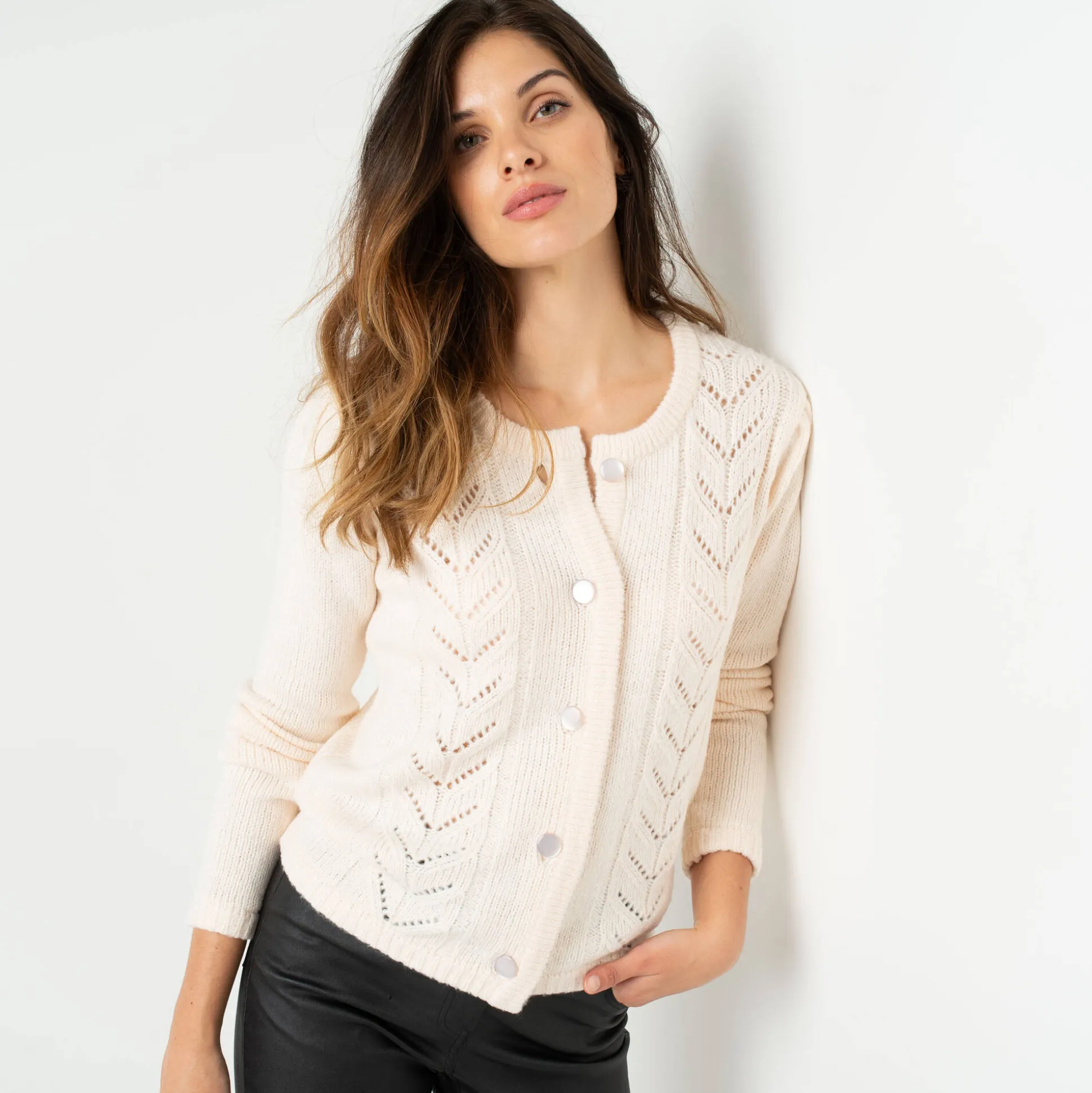 Vest met knopen in fantasietricot