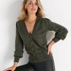 Vest met knopen in fantasietricot