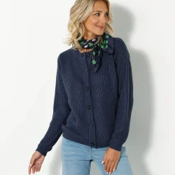Vest met knopen in patenttricot