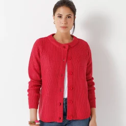 Vest met knopen in patenttricot