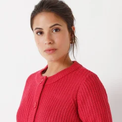 Vest met knopen in patenttricot